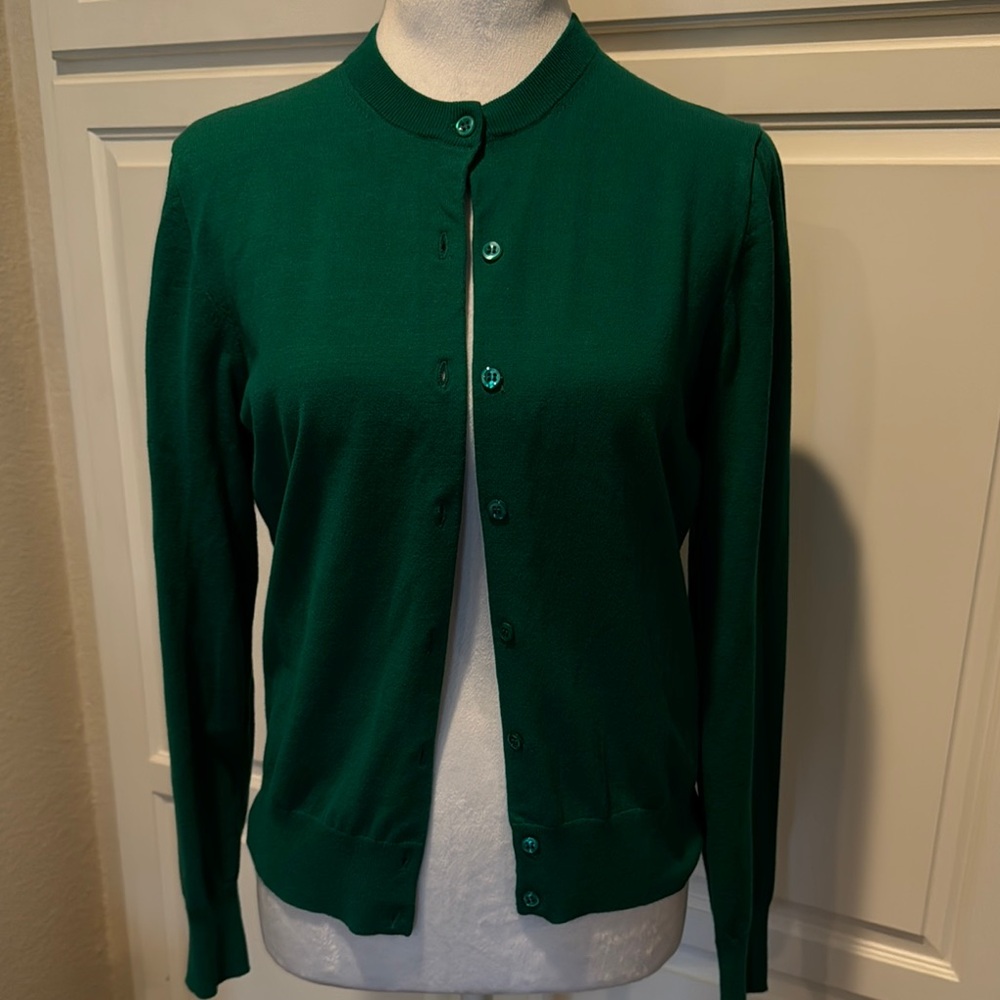 J. Crew Green Cardigan Sweater